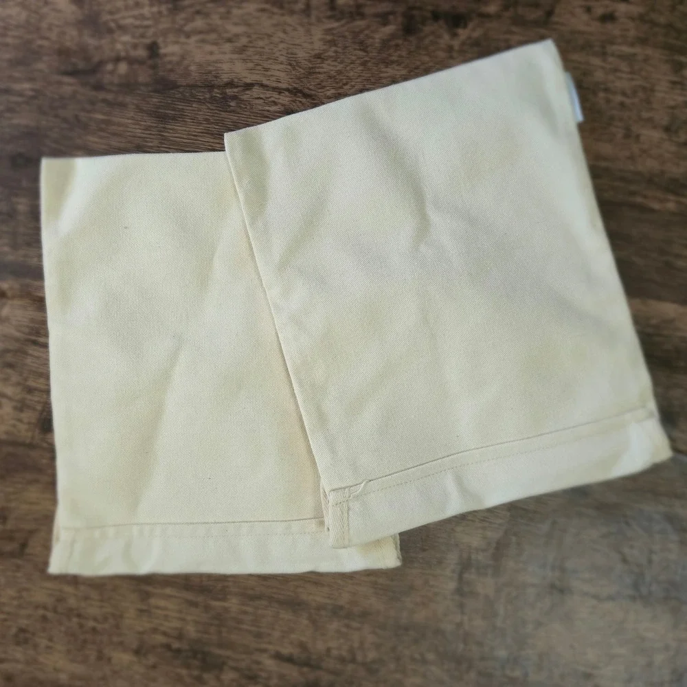 COZY EARTH Canvas Storage Bags Cream Reusable Tie Closure Set of 2